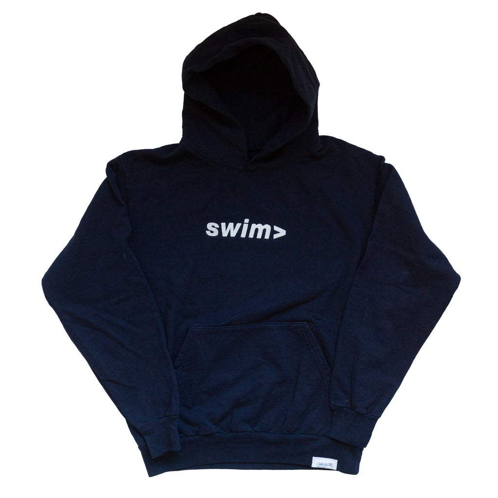 swim> navy hoodie
